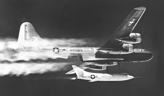 Douglas D-558-2 Skyrocket being released from Boeing P2B (NASA)